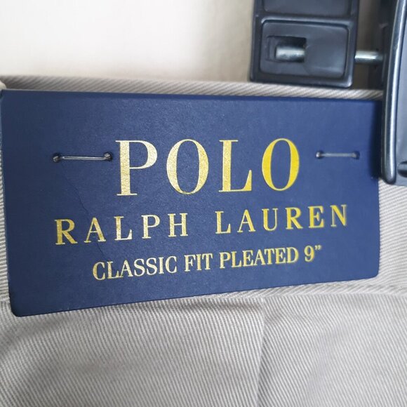 NWT Polo Ralph Lauren Classic Fit Pleated 9" Chino Shorts Tan 36 Preppy Classic - Picture 5 of 8